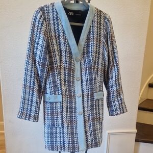 Zara Women's Multicolor Tweed Blazer